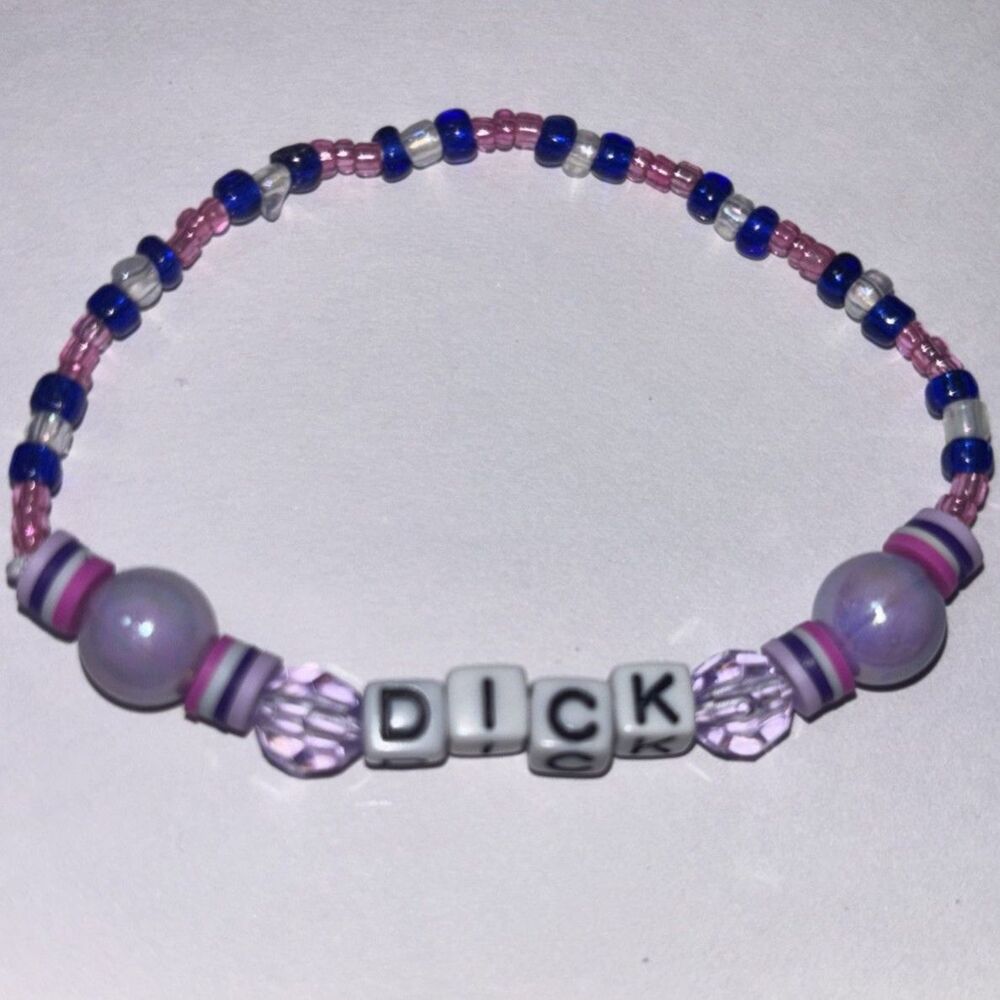 Novelty Beaded Stretch Bracelet Purple Y2K Handmade Adult Humor Gag Gift Jewelry